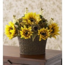 5pcs Cut Sunflower in a  Basket